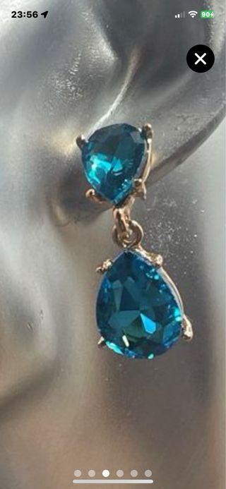 Fiestas Pendientes doble piedras turquesa brillo