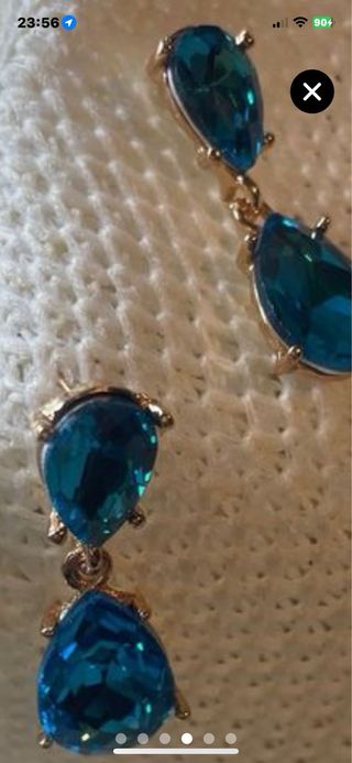 Fiestas Pendientes doble piedras turquesa brillo