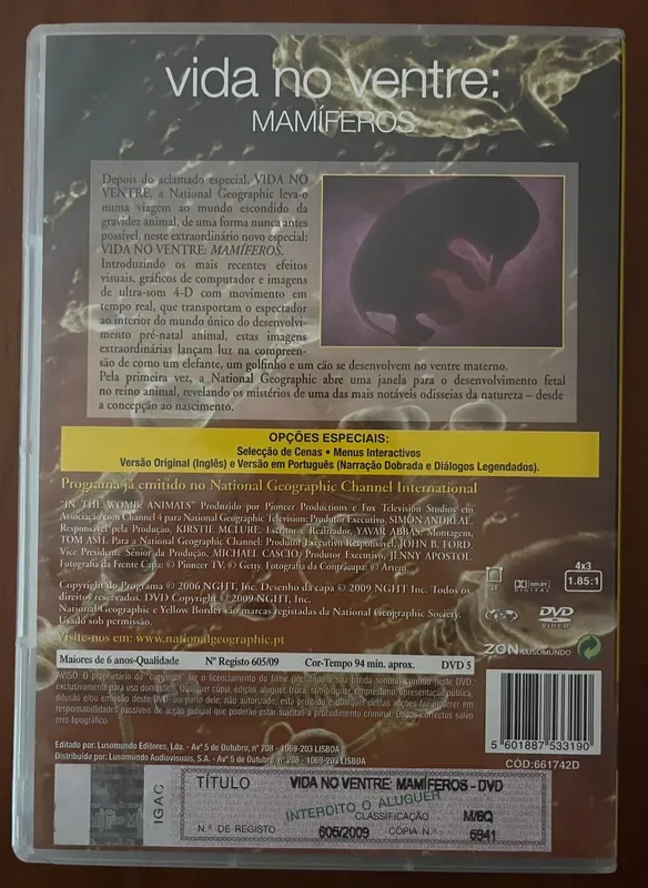 DVD "Vida no ventre: Mamíferos"