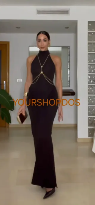 Vestido halter cadena Zara Talla L