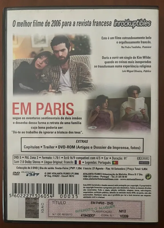DVD "Em Paris" de Christophe Honoré