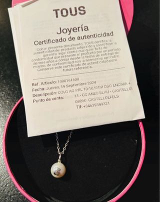 Colgante Tous Perla Oso Plata