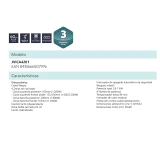 Placa Vitrocerámica Johnson JVCA4201