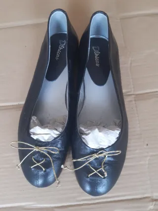 ZAPATOS BAILARINAS NEGRAS DE PIEL