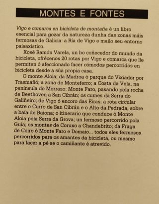 10€ por libro. Guías Xerais (Montes e fontes).