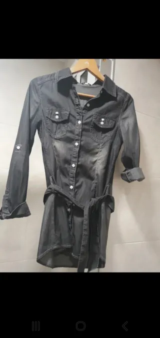 Camisa tejana larga gris