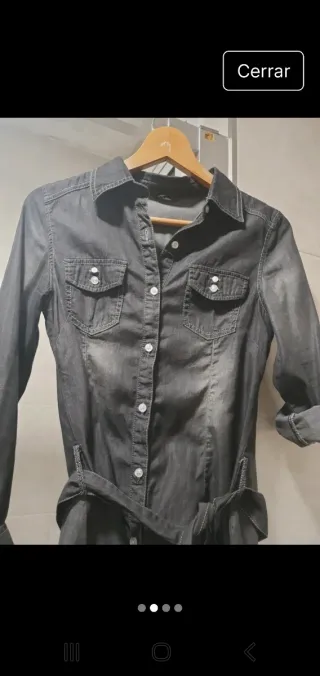 Camisa tejana larga gris