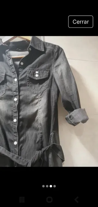 Camisa tejana larga gris