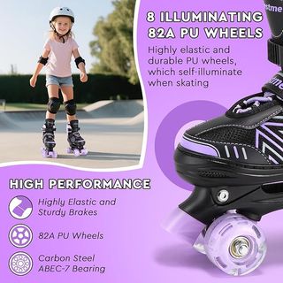 Patines 4 Ruedas Niña Ajustables LED