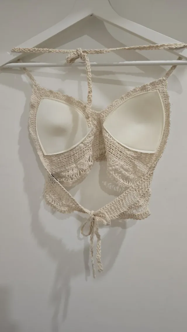 Top Crochet Beige Talla Única