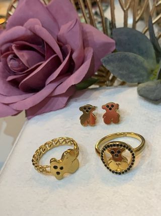 Conjunto Joyas Oso Dorado y Negro