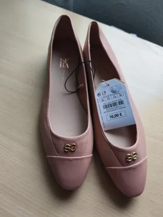 Manoletinas Sfera Talla 38 Rosa y Dorado