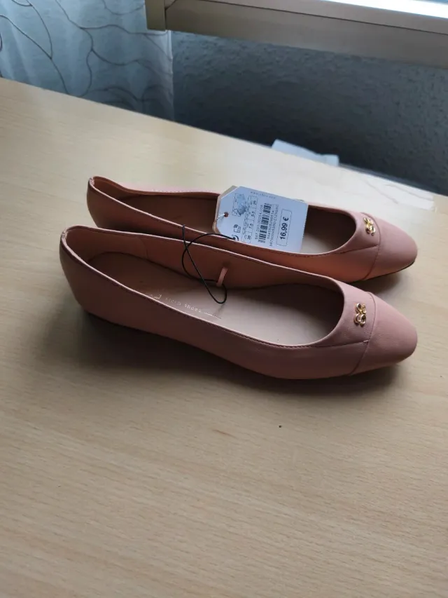 Manoletinas Sfera Talla 38 Rosa y Dorado