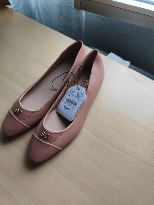 Manoletinas Sfera Talla 38 Rosa y Dorado