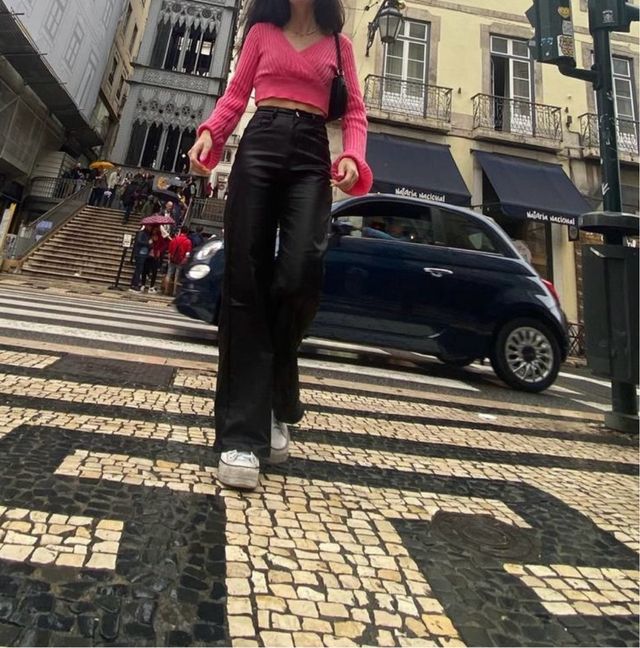 Jersey crop top Shein rosa talla S