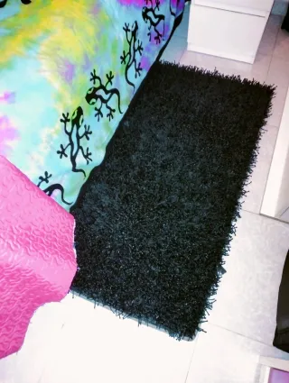 2 Alfombras Negras Pelo Largo