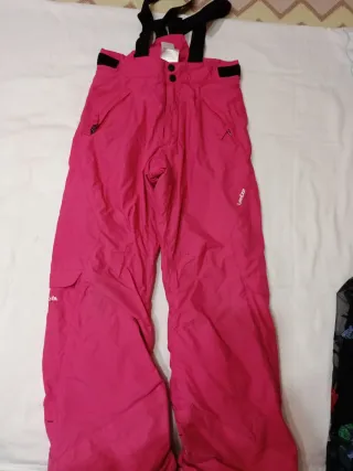 Pantaloni sci fucsia con bretelle