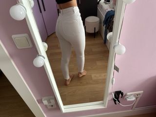 Pantalón vaquero pitillo blanco Stradivarius