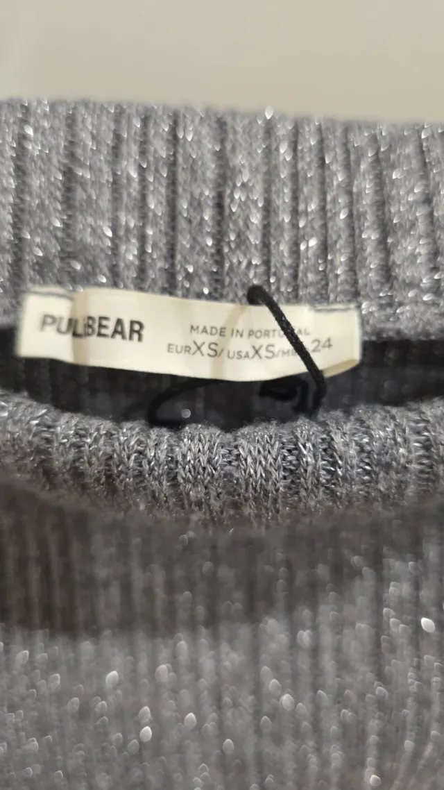 Falda canalé gris plateado