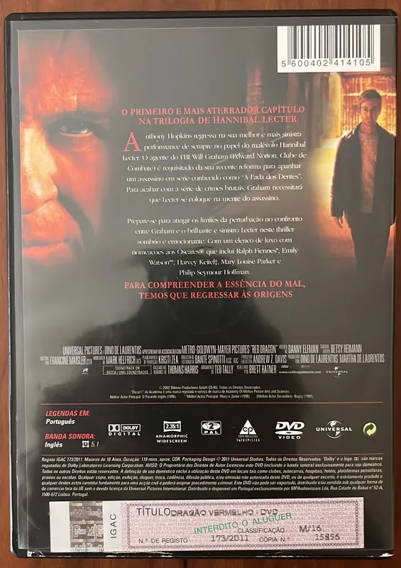 DVD "Dragão Vermelho" - Brett Ratner