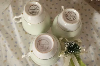 Trio da tè di Colclough verde pastello