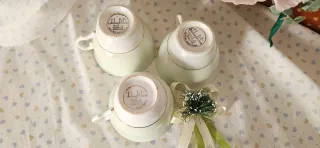 Trio da tè di Colclough verde pastello