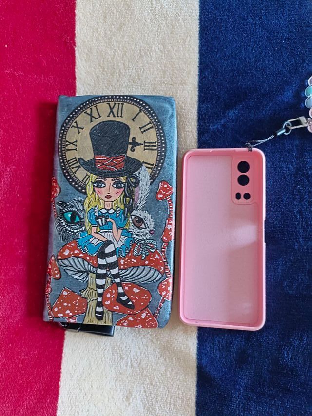 Monedero cuero pintado a mano Alicia