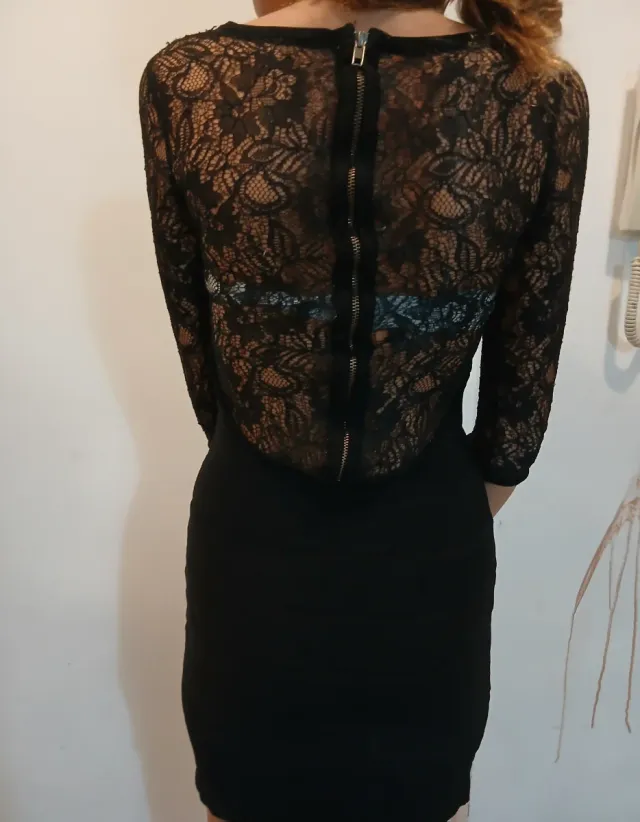 Vestido negro encaje cremallera