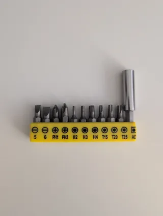 Juego puntas destornillador y adaptador