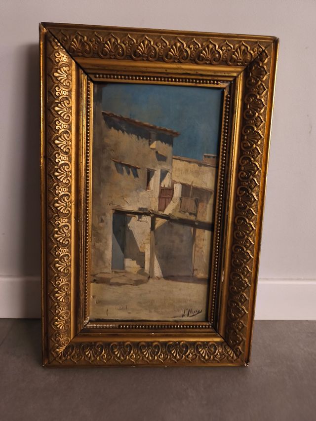 Cuadro antiguo con marco dorado