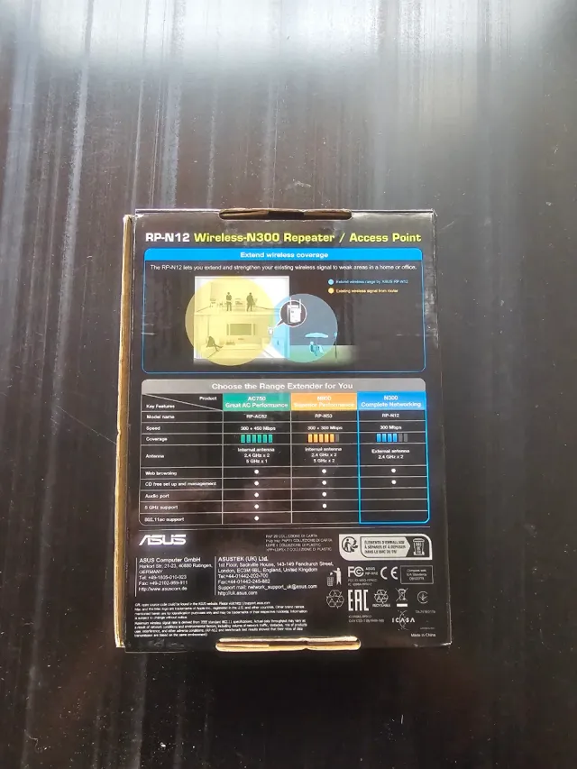 Repetidor WiFi ASUS RP-N12 N300 (300 Mbps)