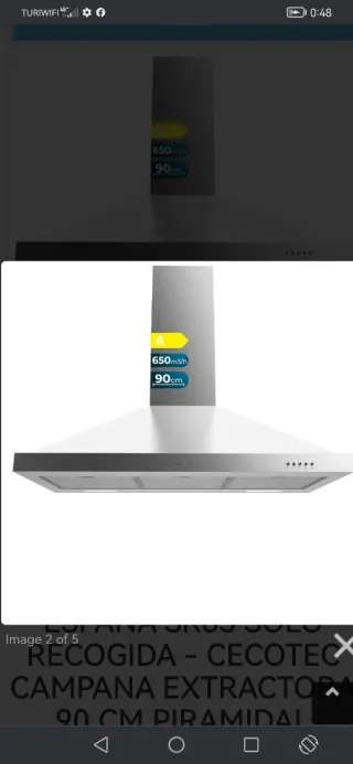 Campana extractora 90 cm nueva