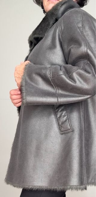 Abrigo Piel Gerard Darel Negro/Gris