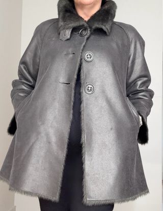 Abrigo Piel Gerard Darel Negro/Gris