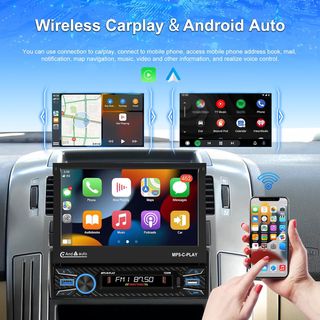 Radio Coche 1 DIN Carplay Android Auto Inalámbrica