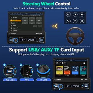 Radio Coche 1 DIN Carplay Android Auto Inalámbrica