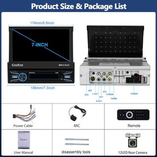 Radio Coche 1 DIN Carplay Android Auto Inalámbrica