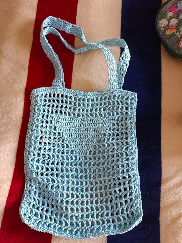 Bolso de crochet azul claro