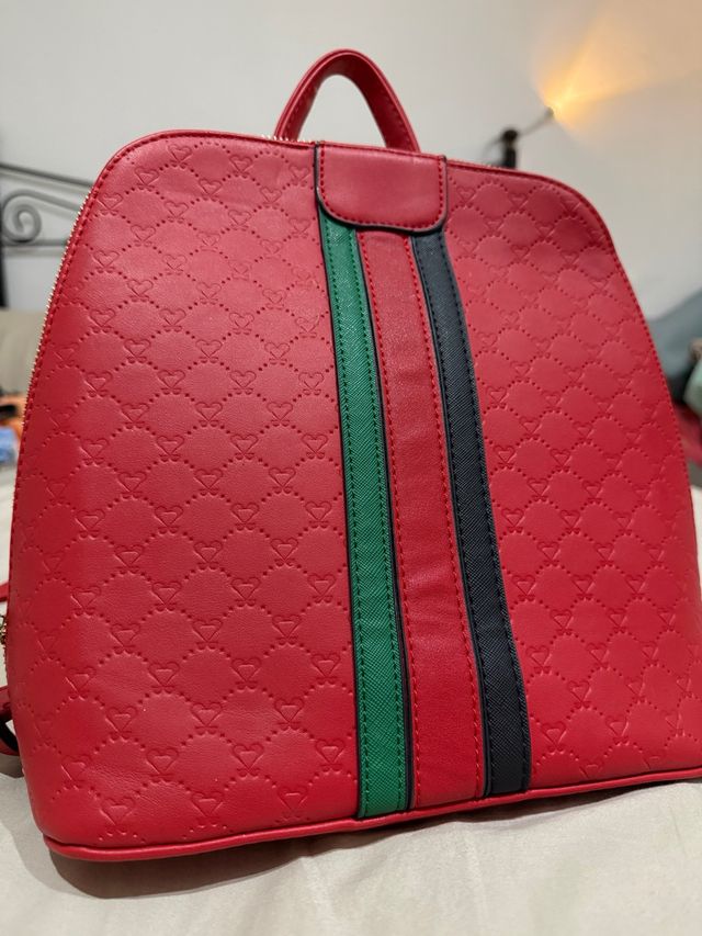 Mochila bolso con rayas verdes