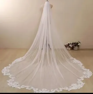 Velo de Novia Largo Encaje Blanco