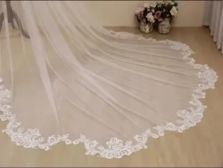 Velo de Novia Largo Encaje Blanco