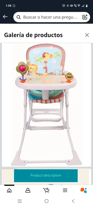 Trona de bebé con diseño de animales