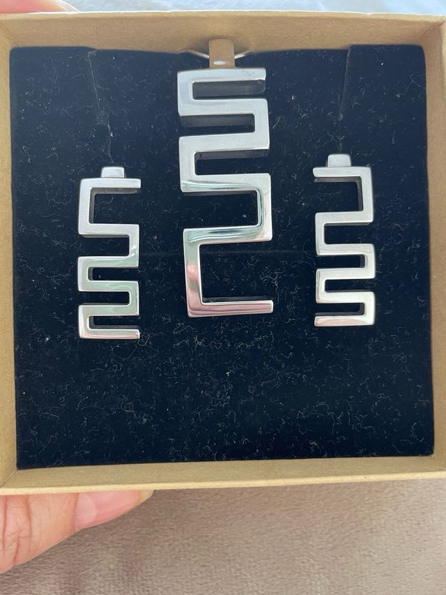 Conjunto Lotus Colgante y Pendientes Plata