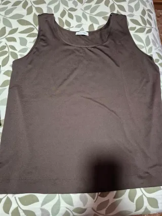 Camiseta sin mangas mujer marrón TALLA L +