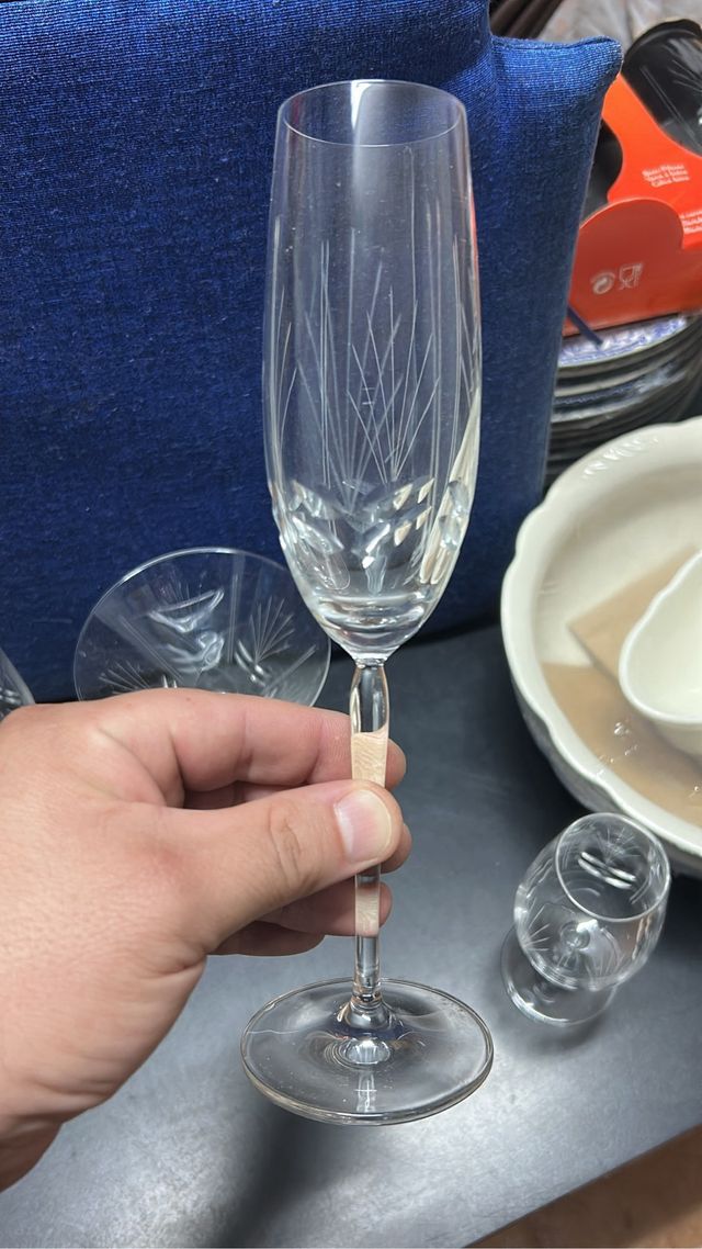 Juego de bar de cristal tallado