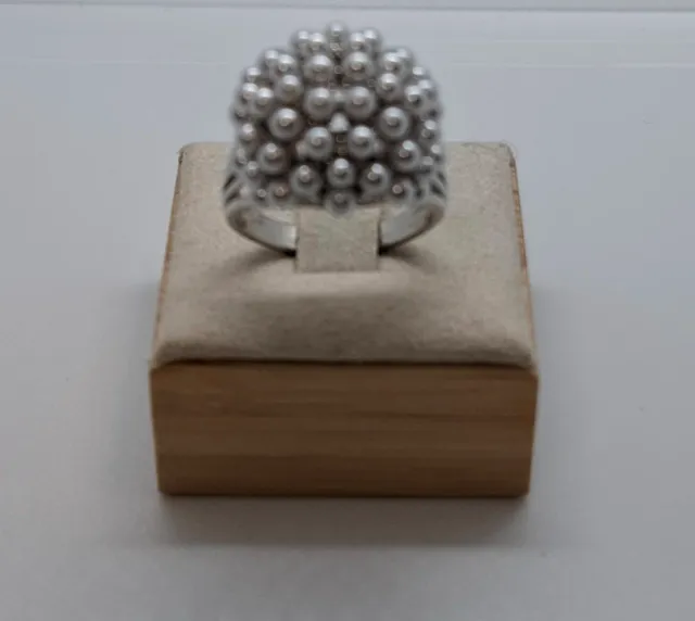 Anel Prateada Bolinhas