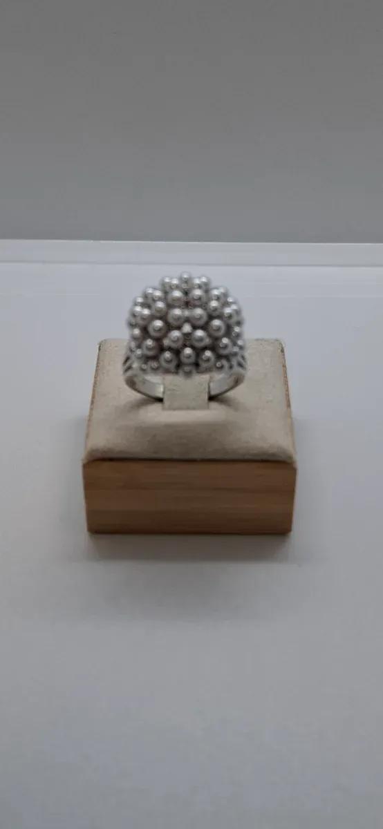 Anel Prateada Bolinhas