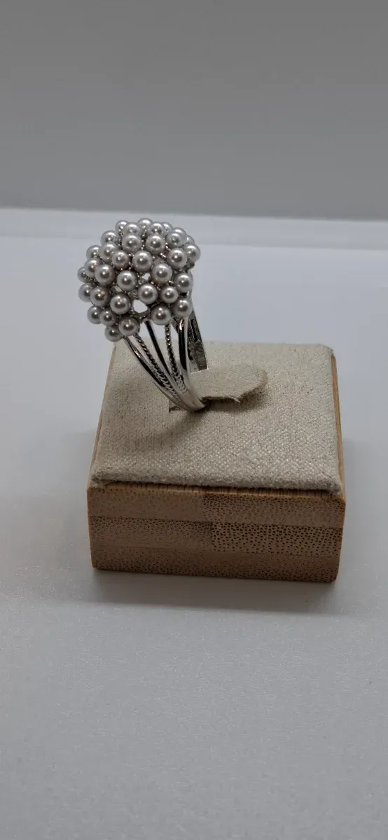 Anel Prateada Bolinhas