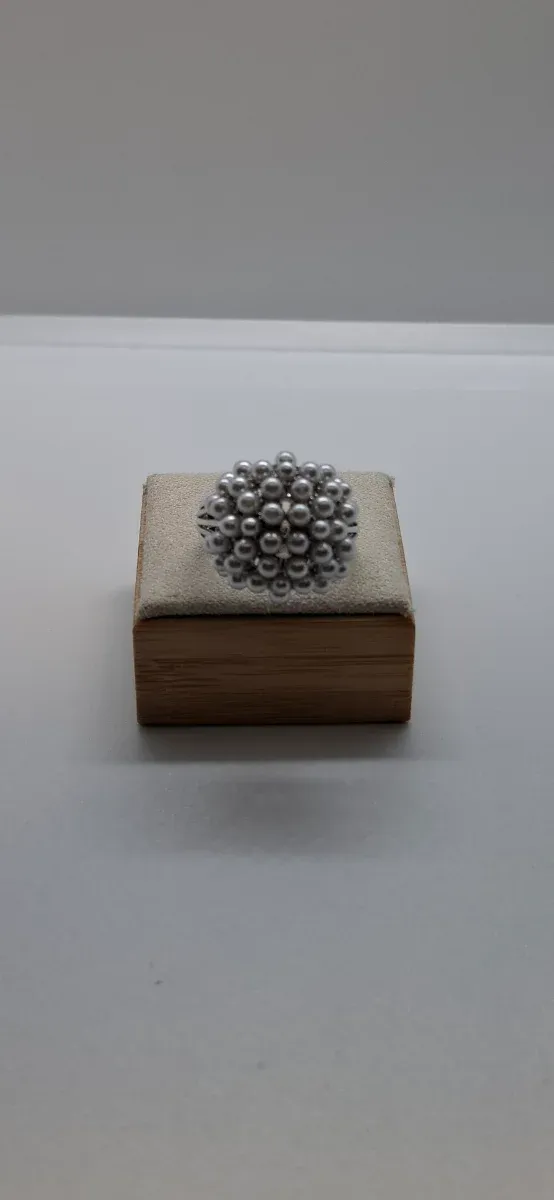 Anel Prateada Bolinhas