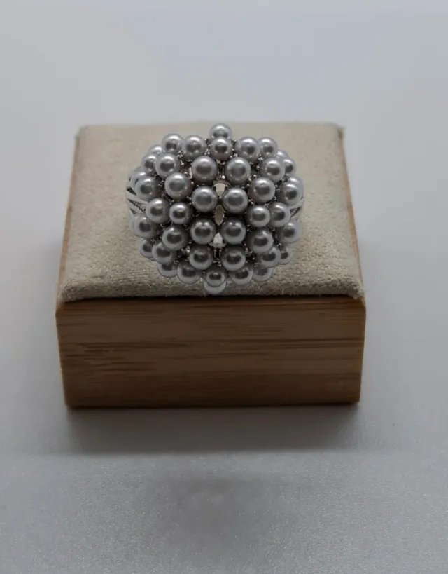 Anel Prateada Bolinhas